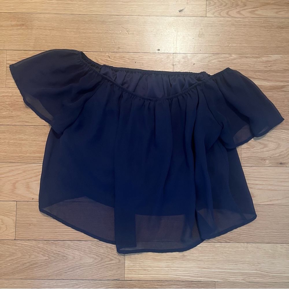 Free to Fly Navy Off the Shoulder Top